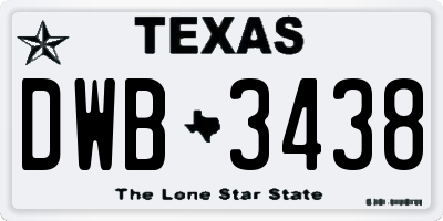 TX license plate DWB3438