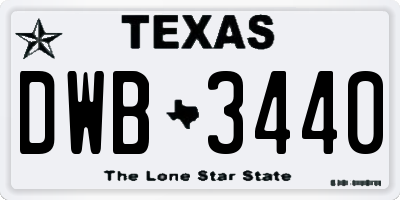 TX license plate DWB3440