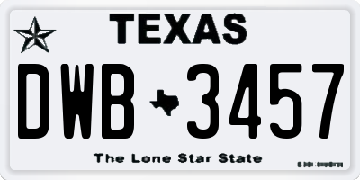 TX license plate DWB3457