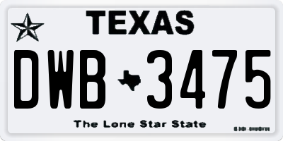 TX license plate DWB3475