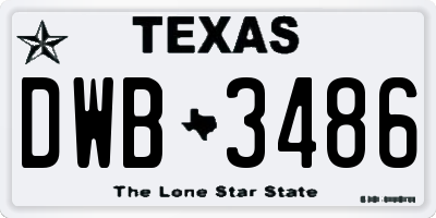 TX license plate DWB3486
