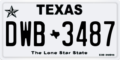 TX license plate DWB3487