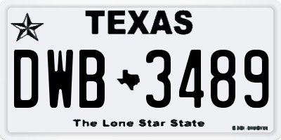 TX license plate DWB3489