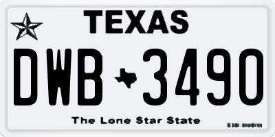 TX license plate DWB3490