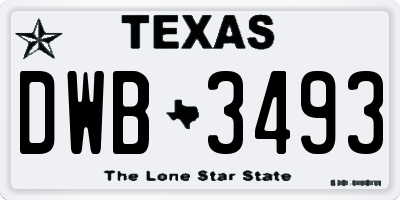TX license plate DWB3493