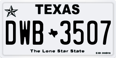 TX license plate DWB3507