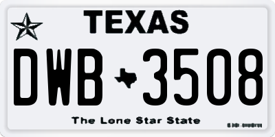 TX license plate DWB3508