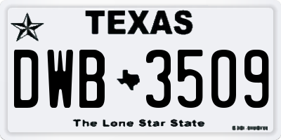 TX license plate DWB3509
