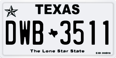 TX license plate DWB3511