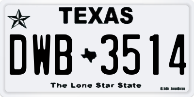 TX license plate DWB3514