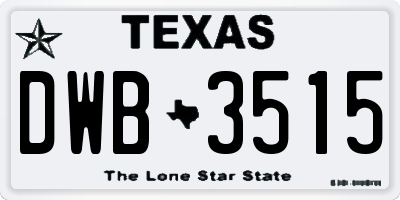 TX license plate DWB3515