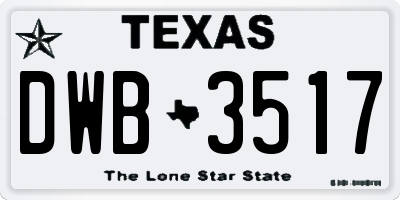 TX license plate DWB3517
