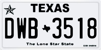 TX license plate DWB3518