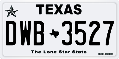 TX license plate DWB3527