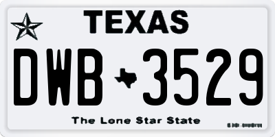 TX license plate DWB3529