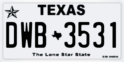 TX license plate DWB3531