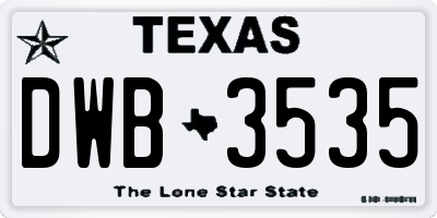 TX license plate DWB3535