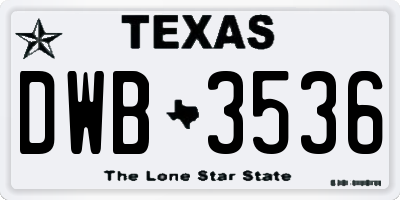TX license plate DWB3536
