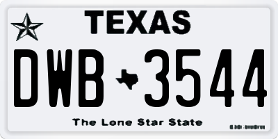 TX license plate DWB3544