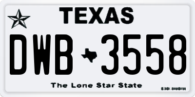 TX license plate DWB3558
