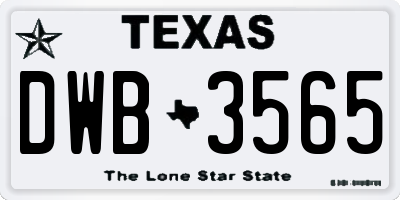TX license plate DWB3565