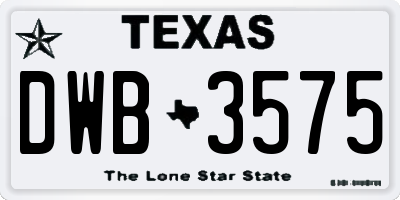 TX license plate DWB3575