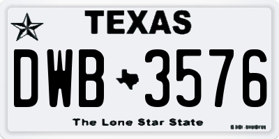 TX license plate DWB3576