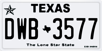 TX license plate DWB3577