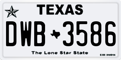 TX license plate DWB3586