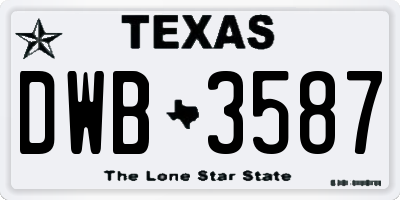 TX license plate DWB3587