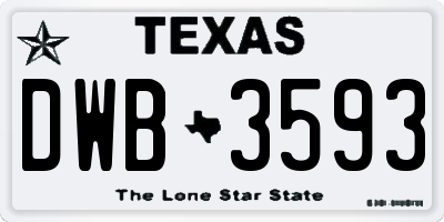 TX license plate DWB3593