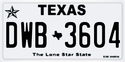 TX license plate DWB3604
