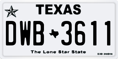 TX license plate DWB3611