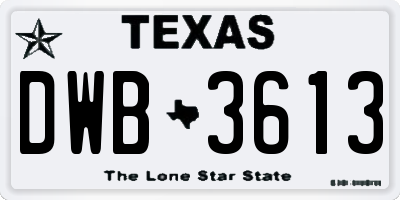 TX license plate DWB3613