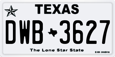 TX license plate DWB3627