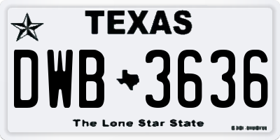TX license plate DWB3636