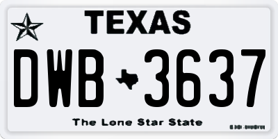 TX license plate DWB3637