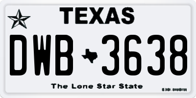 TX license plate DWB3638