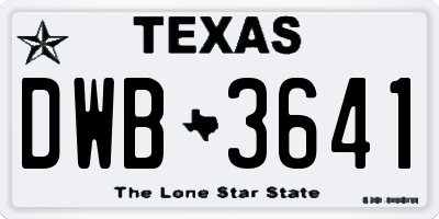 TX license plate DWB3641