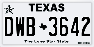 TX license plate DWB3642