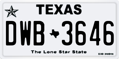 TX license plate DWB3646
