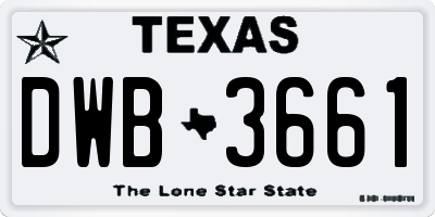 TX license plate DWB3661