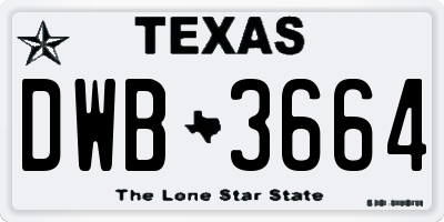 TX license plate DWB3664