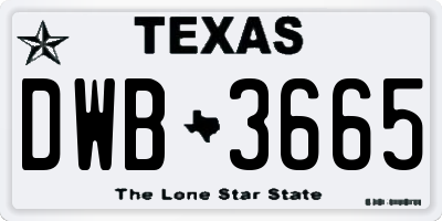 TX license plate DWB3665