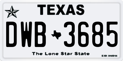 TX license plate DWB3685