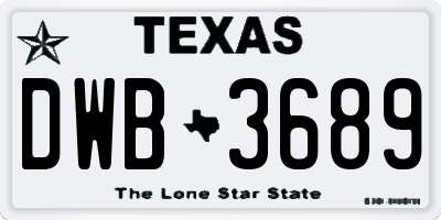 TX license plate DWB3689