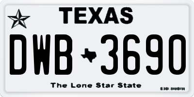 TX license plate DWB3690