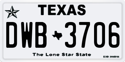 TX license plate DWB3706