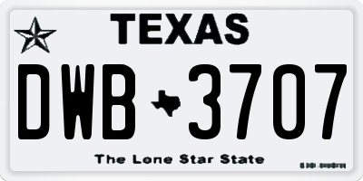TX license plate DWB3707