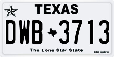 TX license plate DWB3713